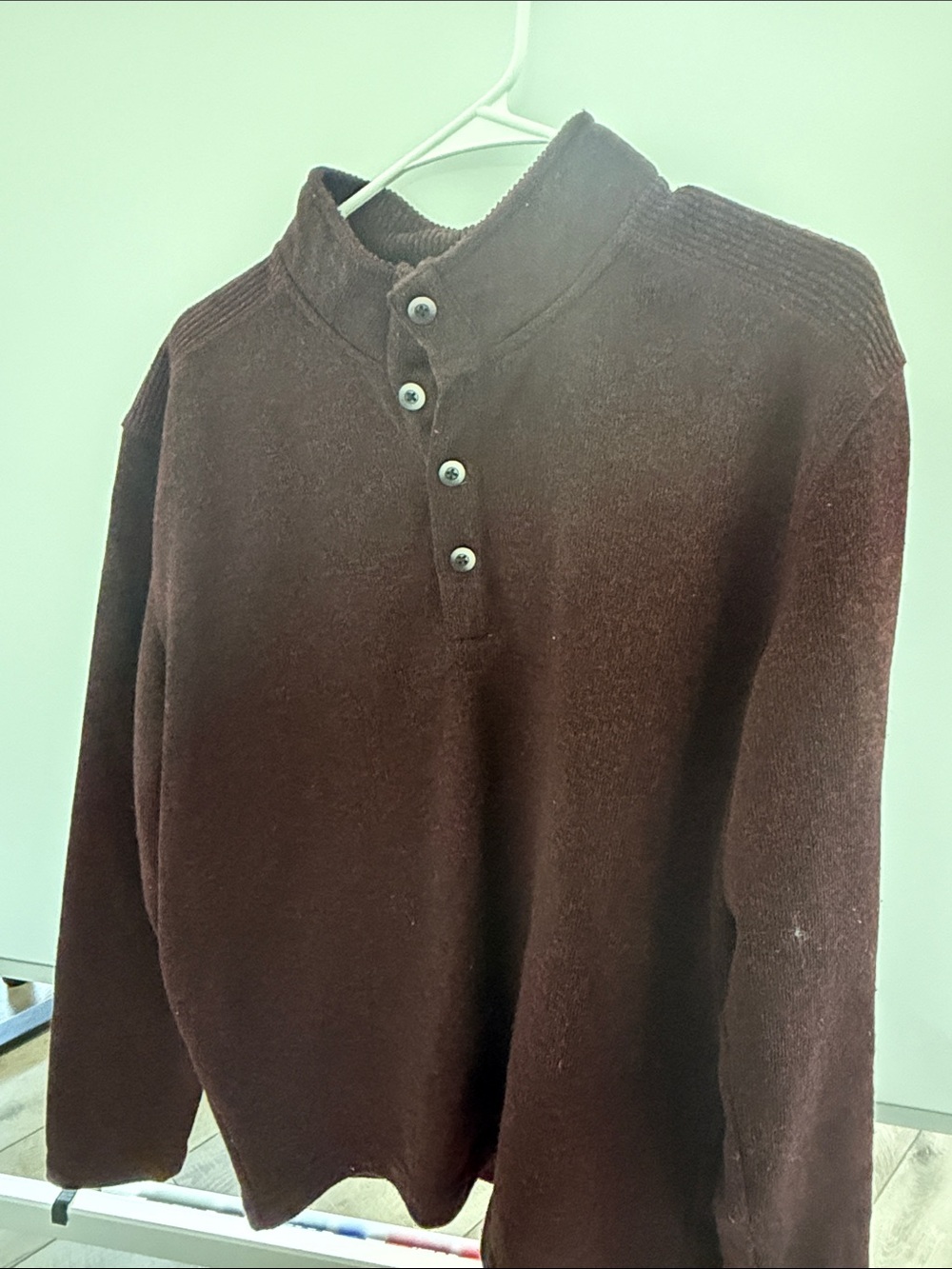 Van Heusen Brown Zip-Up Henley Sweater